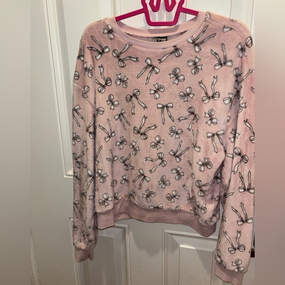 Cold Crush Blush Bow Print Sweater